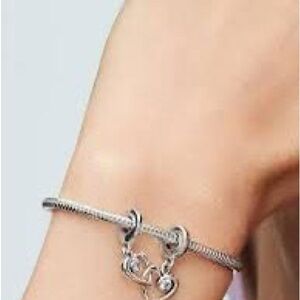 Elegant connecting heart Silver Charm